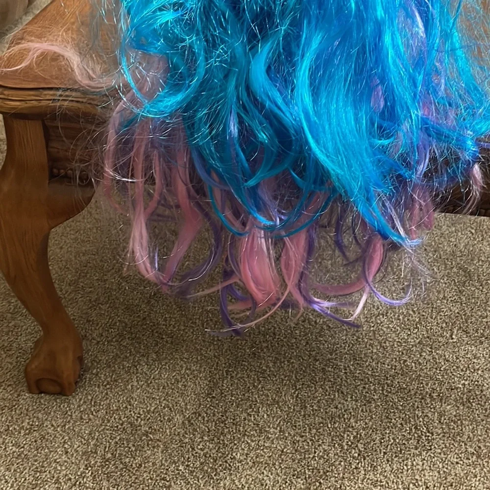 Girl’s pink and Blue and purple long wig